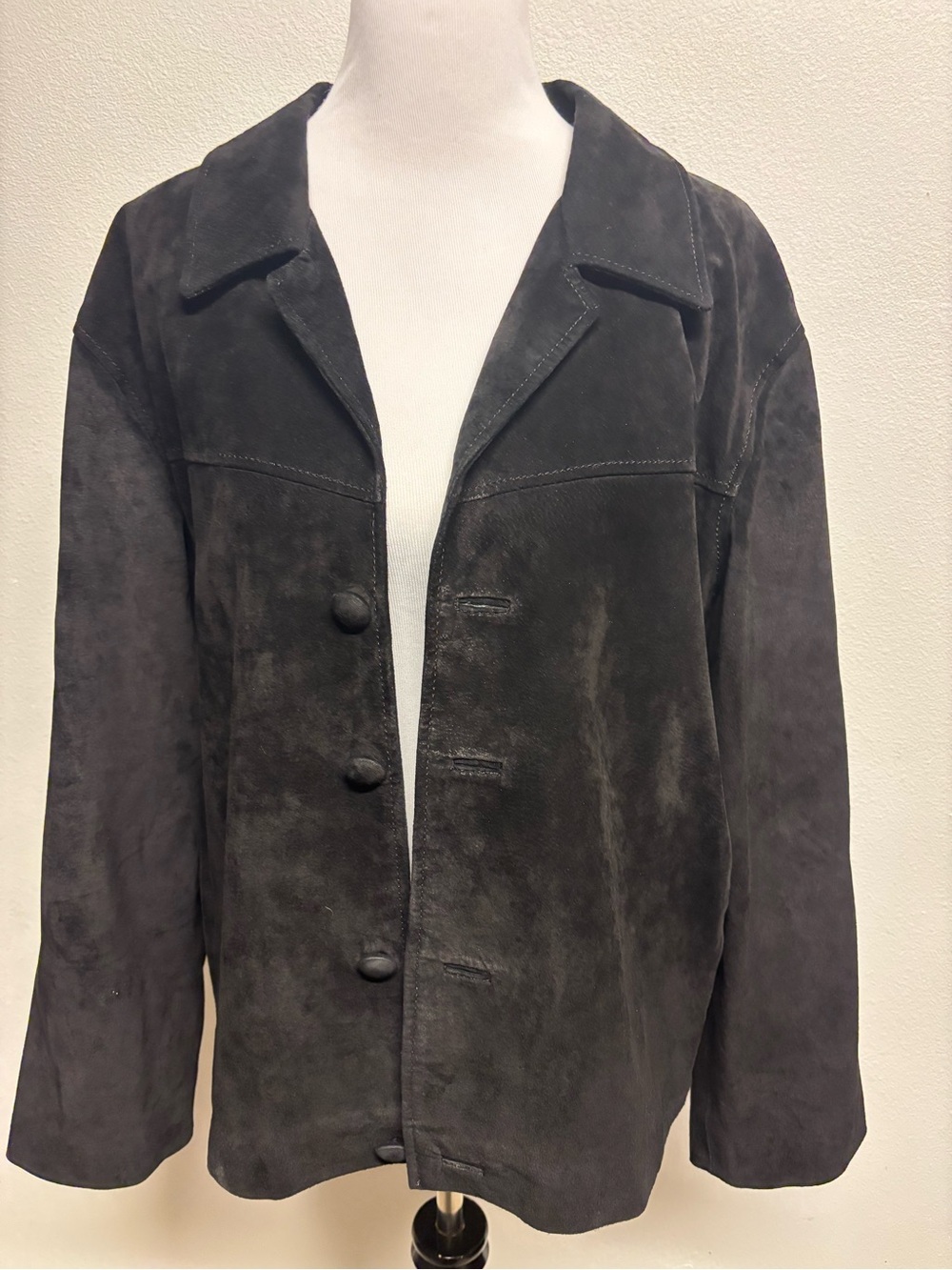 VINTAGE Classic Black Suede Button-Front Men's Jacket